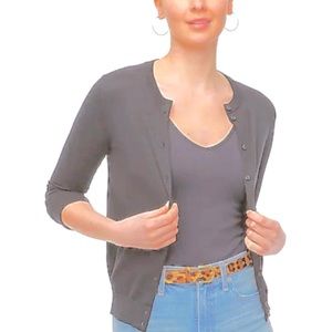 J Crew grey cotton button front cardigan, size M